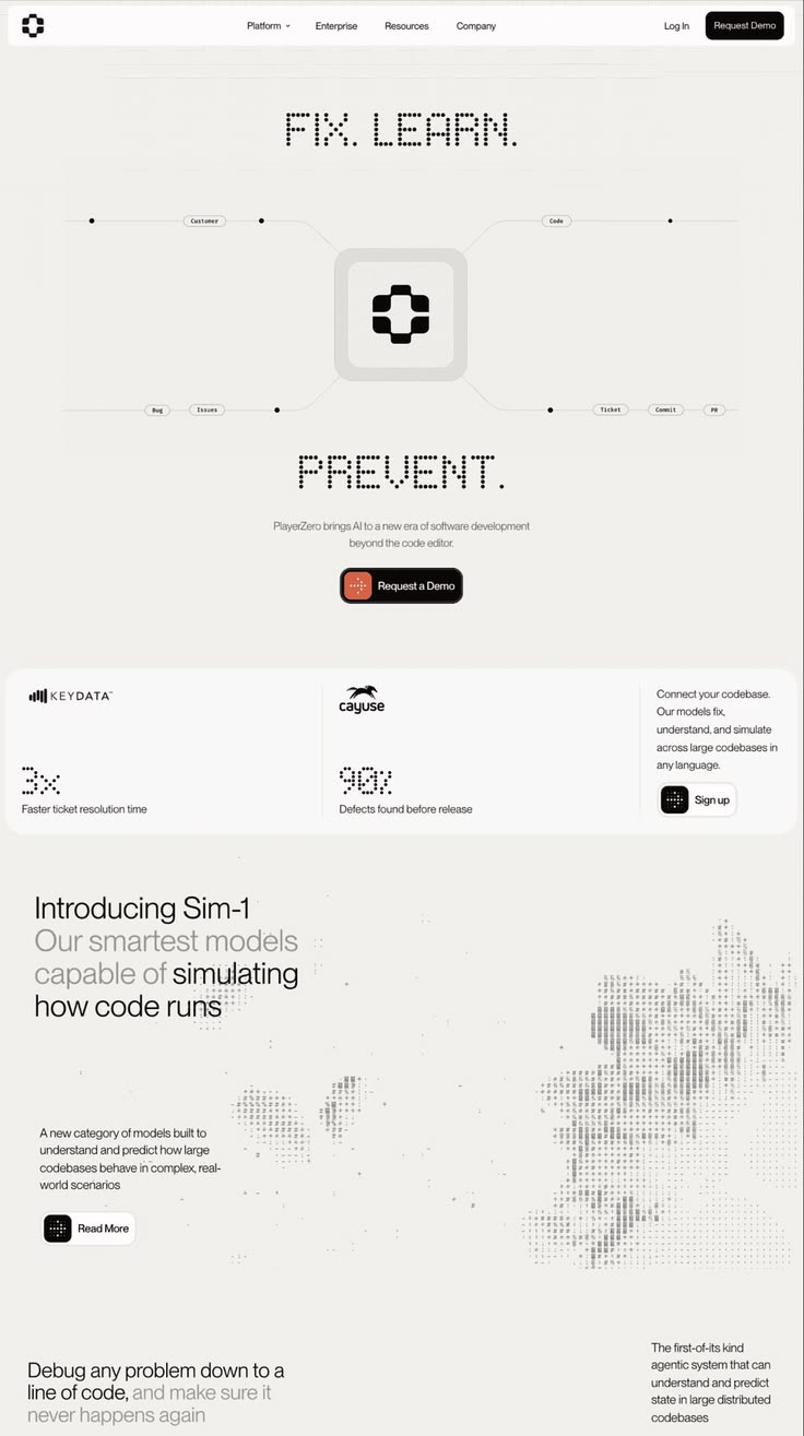 Long-form website interface demonstrating operational website craft