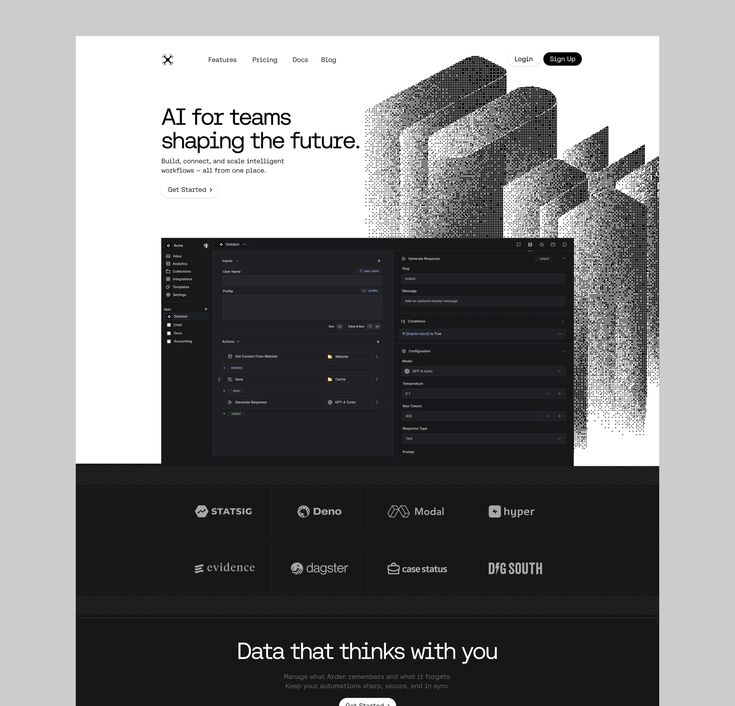 Website experience showing structured content and an operational interface
